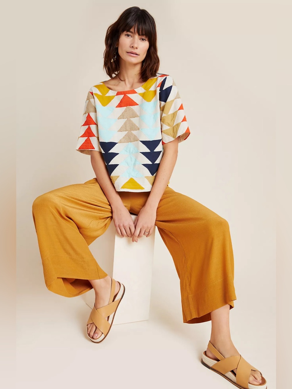 Anthropologie The Odells Uli Abstract Patchwork Blouse - Picture 3 of 7